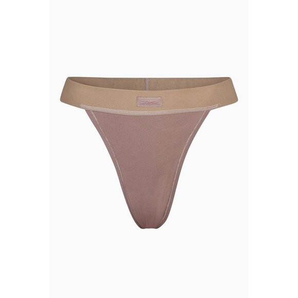 SKIMS Cotton Rib Thong Umber Womens 4X - Picture 10 of 10